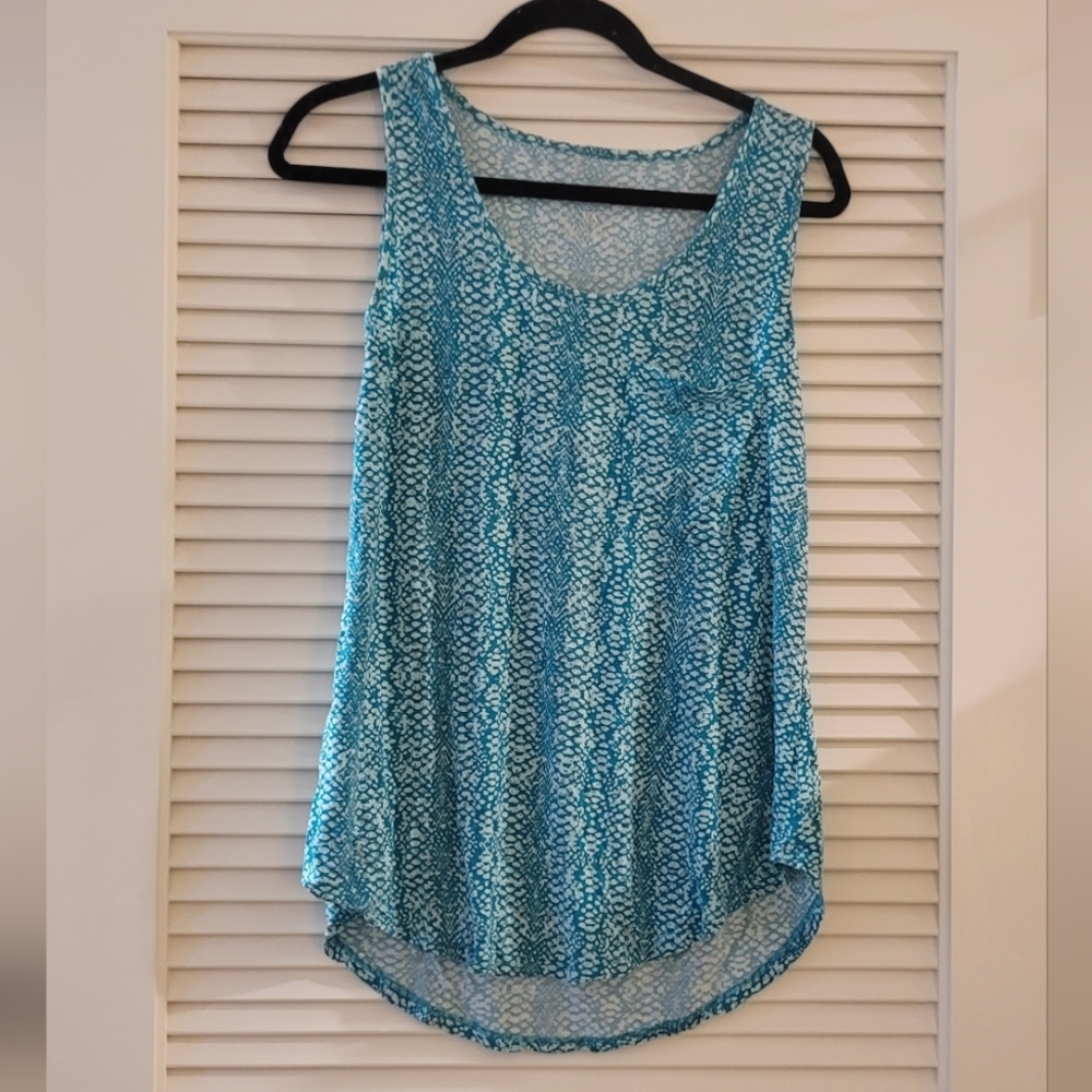 Grace & Lace - Turquoise Snake Skin Print Lightweight Sleeveless Top